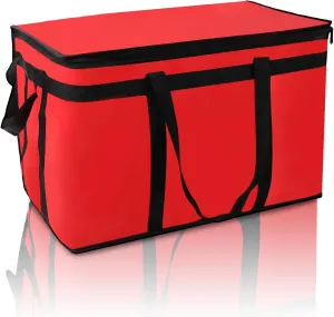 1 Pack Insulated Food Delivery Bag Red Pizza Delivery Bags for Hot & Cold Food, Large Capacity Reusable Warming Bag Catering Cooler Bag for Party