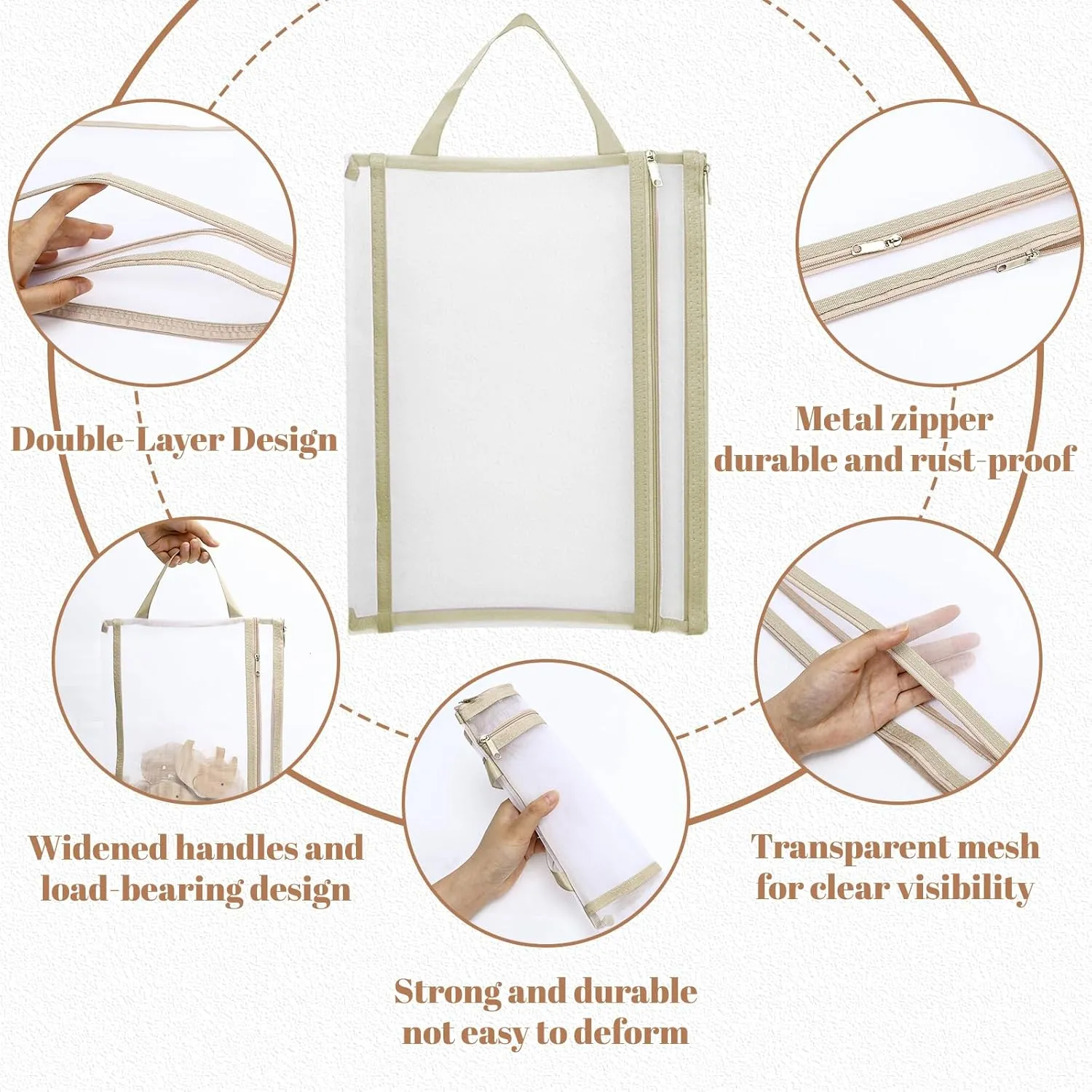 10 Pack Colored Mesh Zipper Pouch Bags, Storage & Organization, Breathable See Through A4 Zipper Pouch with Handle