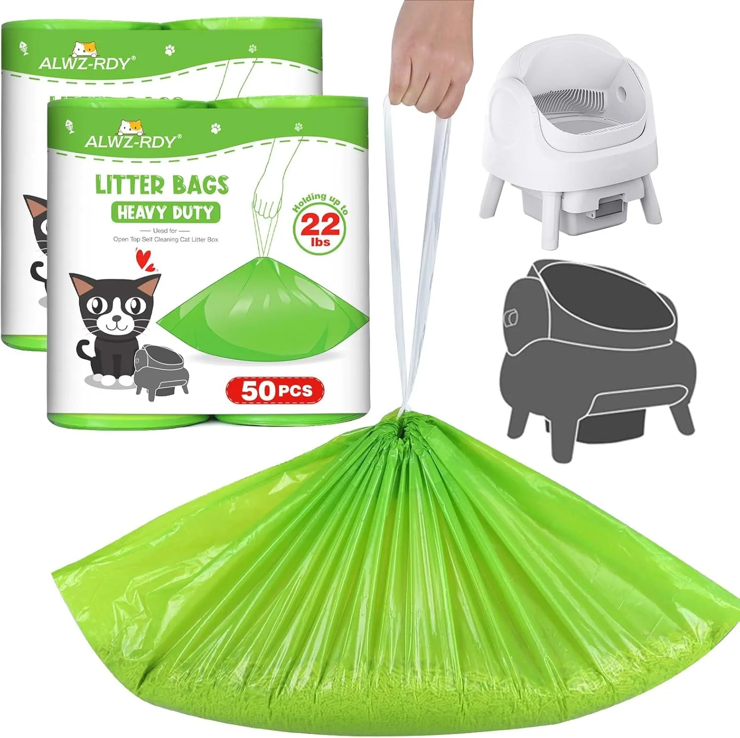 100 Count Cat Litter Bags Liners Compatible with Neakasa M1 and Petpivot Self Cleaning Cat Litter Box Replaced Waste Bags with Drawstring Heavy Duty Leak-proof 27" x 13"