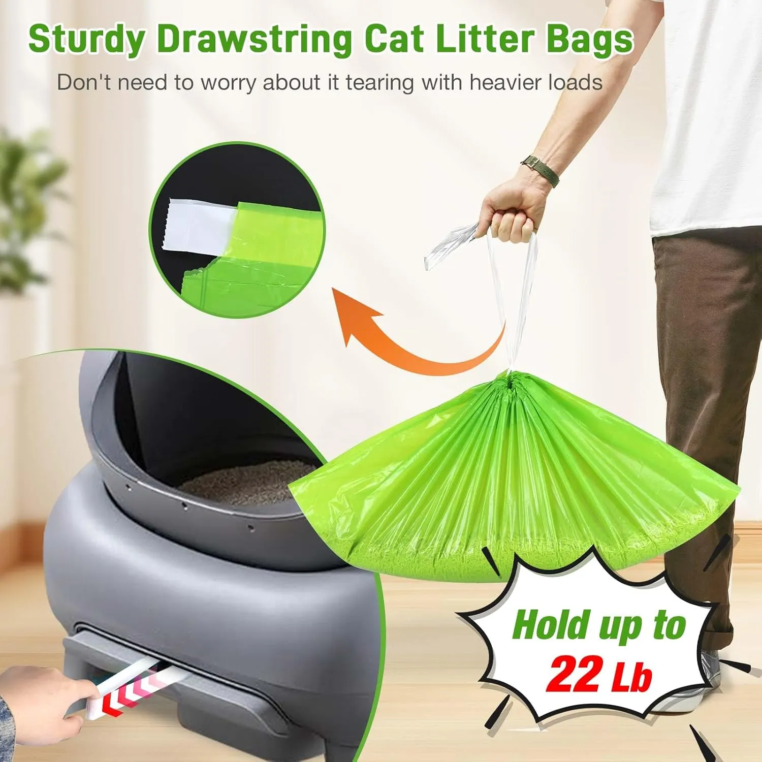 100 Count Cat Litter Bags Liners Compatible with Neakasa M1 and Petpivot Self Cleaning Cat Litter Box Replaced Waste Bags with Drawstring Heavy Duty Leak-proof 27" x 13"