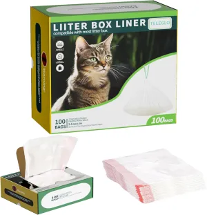 100 Pack Drawstring Cat Litter Box Liner Bags For Litter-Robot 3/4,Waste Bags Compatible With Self-Cleaning Litter Box,Heavy Duty