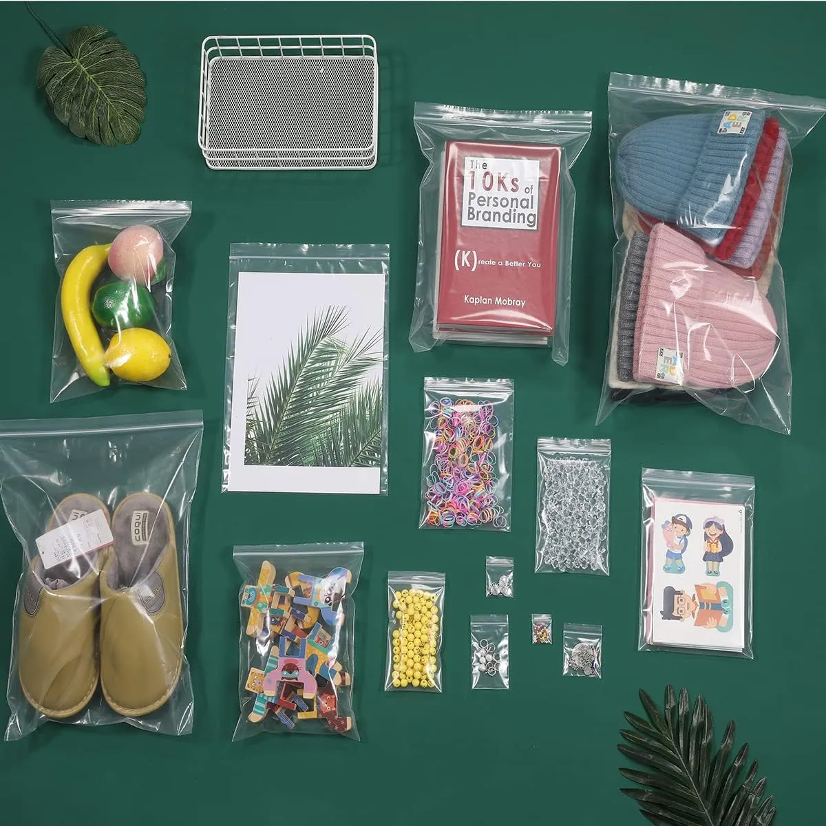 100 PCS 8" x 10" Thick Clear Zip Poly Lock Plastic Bags Seal Reclosable Zip Bag Durable 2.4 Mil Photo Cards Envelopes Snacks Seeds Zipper Bags
