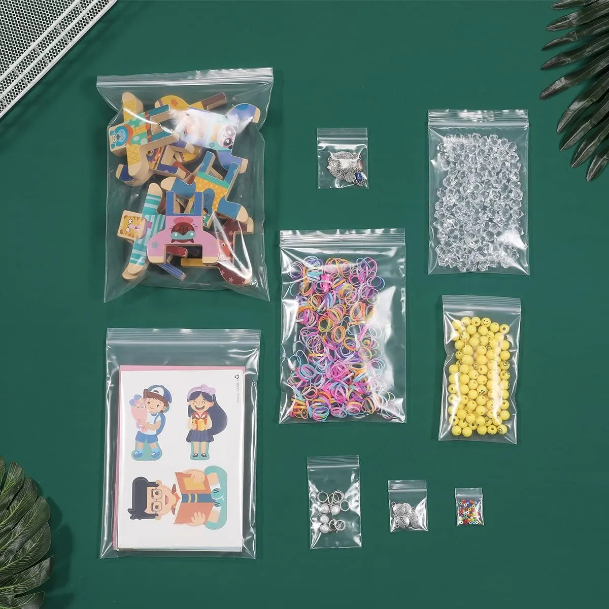 100 PCS 8" x 10" Thick Clear Zip Poly Lock Plastic Bags Seal Reclosable Zip Bag Durable 2.4 Mil Photo Cards Envelopes Snacks Seeds Zipper Bags