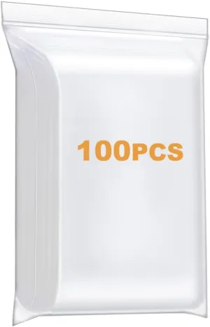 100 PCS 8" x 10" Thick Clear Zip Poly Lock Plastic Bags Seal Reclosable Zip Bag Durable 2.4 Mil Photo Cards Envelopes Snacks Seeds Zipper Bags