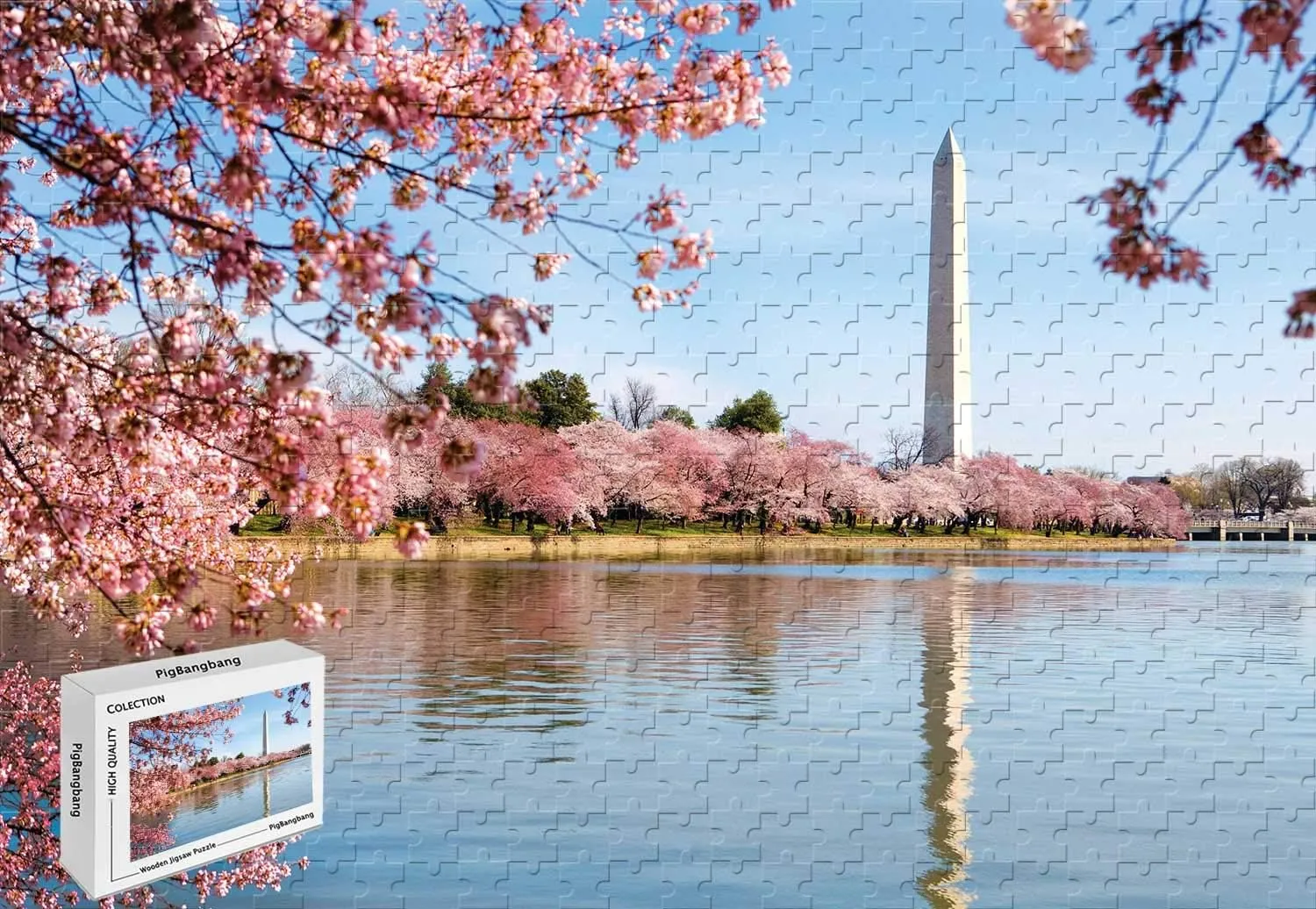 1000 Piece Jigsaw Puzzle - Cherry Blossoms Dc Mural Home Decoration Poster Wooden 29.5 X 19.6 Inch