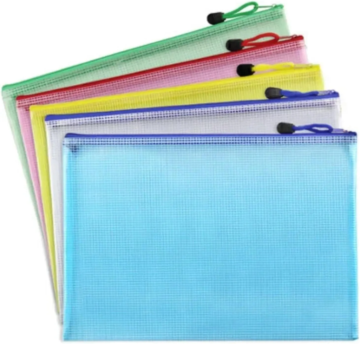 10pcs A4/A5/A6 Mesh Zipper Pouch Document Bag Waterproof Zip File Folders School Office Supplies Pencil Case Storage Bags Ideal for Storing Small Items for Everyday Use(A5 23.5CMX17CM)
