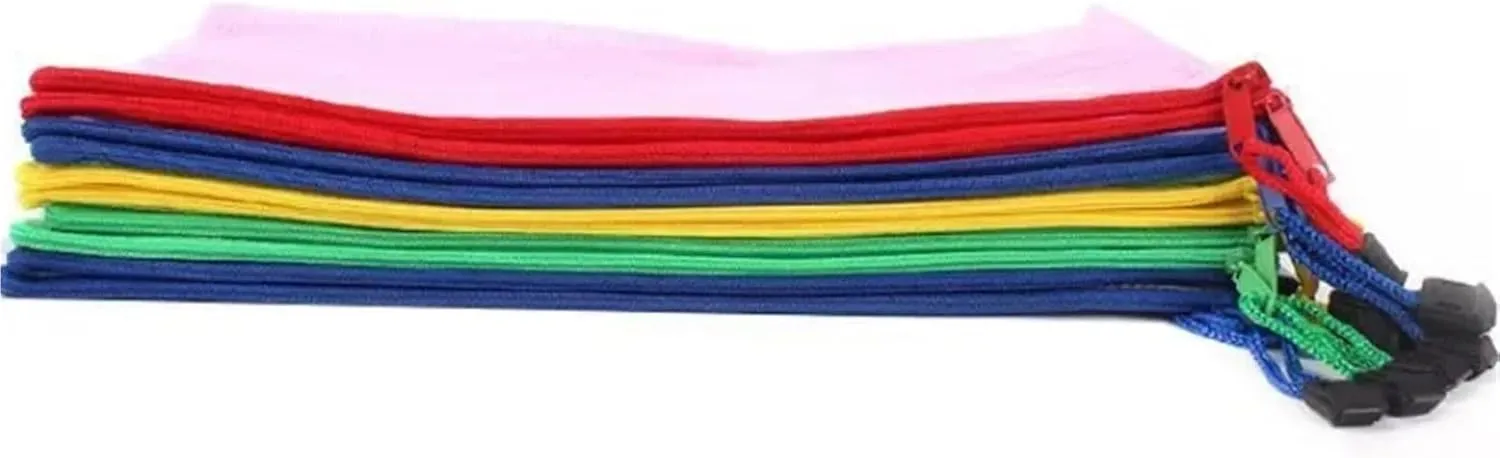 10pcs A4/A5/A6 Mesh Zipper Pouch Document Bag Waterproof Zip File Folders School Office Supplies Pencil Case Storage Bags Ideal for Storing Small Items for Everyday Use(A5 23.5CMX17CM)