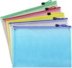 10pcs A4/A5/A6 Mesh Zipper Pouch Document Bag Waterproof Zip File Folders School Office Supplies Pencil Case Storage Bags Ideal for Storing Small Items for Everyday Use(A5 23.5CMX17CM)
