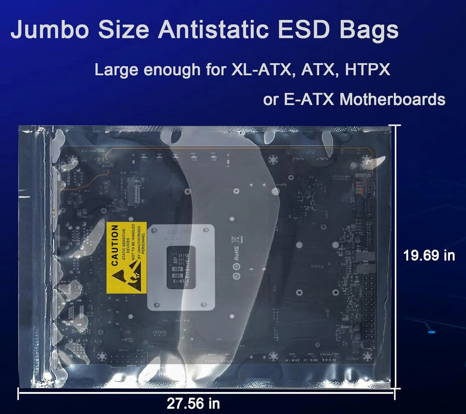 10Pcs Jumbo Antistatic Bags19.69x27.56in Huge Extra Big Resealable Anti-Static Shielding ESD Bag with Sticks for Motherboards, Video Cards, Rams, Processors