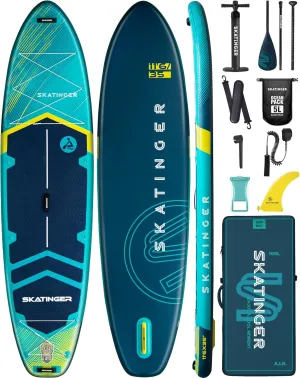11'6×35" Super Wide Inflatable Paddle Board, Ultra Stable Stand Up Paddleboards for 450lb/3 People/Family/Big Size w/Shoulder Strap, 100L Backpack, All-Round Sup Board, US Fin