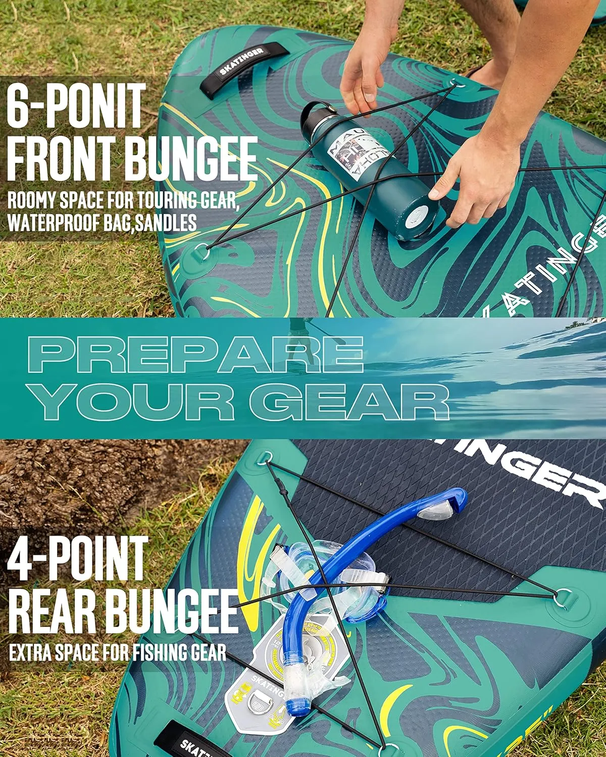 11'6×35" Super Wide Inflatable Paddle Board, Ultra Stable Stand Up Paddleboards for 450lb/3 People/Family/Big Size w/Shoulder Strap, 100L Backpack, All-Round Sup Board, US Fin