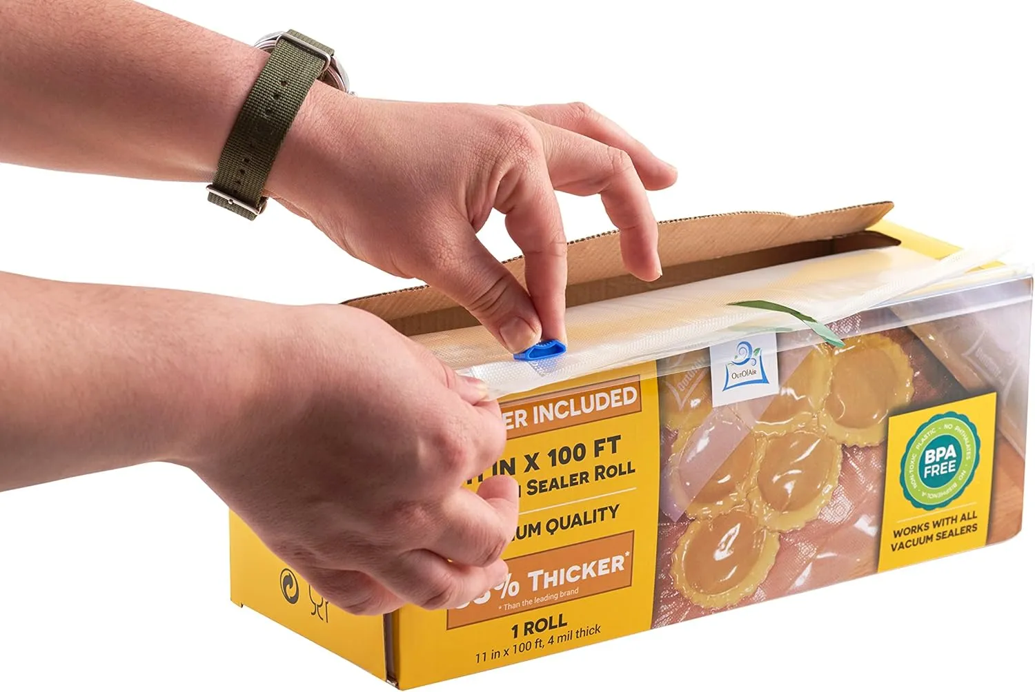 11" x 100' Vacuum Sealer Bags Rolls & Dispenser Cutter Box - BPA Free, 4 mil thick - Great for Sous Vide - Works with Food Saver Machines