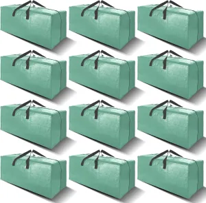 12 Pack Heavy Duty Large Moving Bags W/Backpack Straps - Strong Handles & Zippers, Storage Totes For Space Saving, Fold Flat, Alternative to Moving Box and Storage Bin, Teal