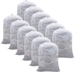 12 Pack Mesh Laundry Bag with Drawstring Closure, 24" x 35" Heavy Duty Extra Large Laundry Bags for Travel, Storage, College, Dorm and Apartment Dwellers, Machine Washable