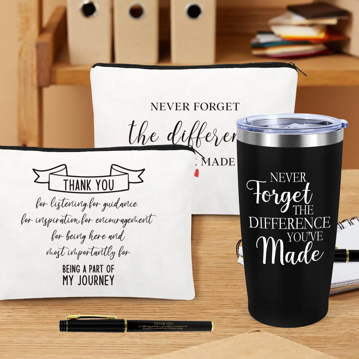 12 Set Employee Appreciation Gifts Bulk, Gift for Coworkers Teachers Nurses, 12OZ Inspirational Stainless Steel Tumbler Makeup Bags Pen Thank You Gifts For Women Men Team Staffs