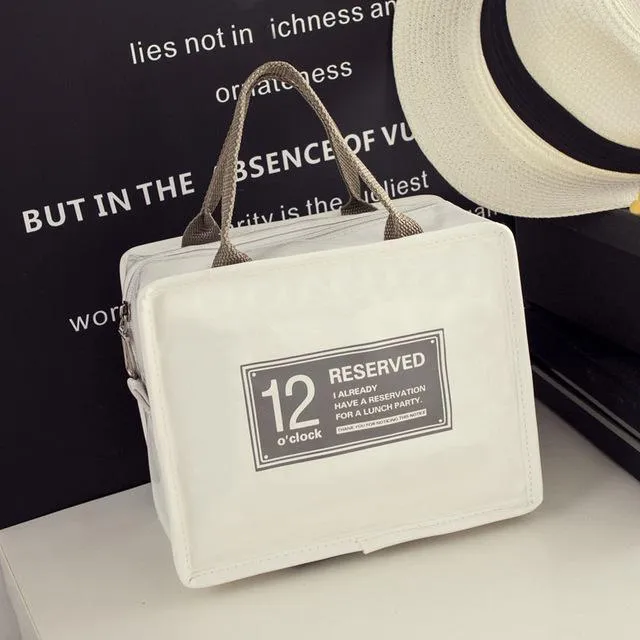 12o'clock Fashion Insulated Lunch Bag (White) - H00254