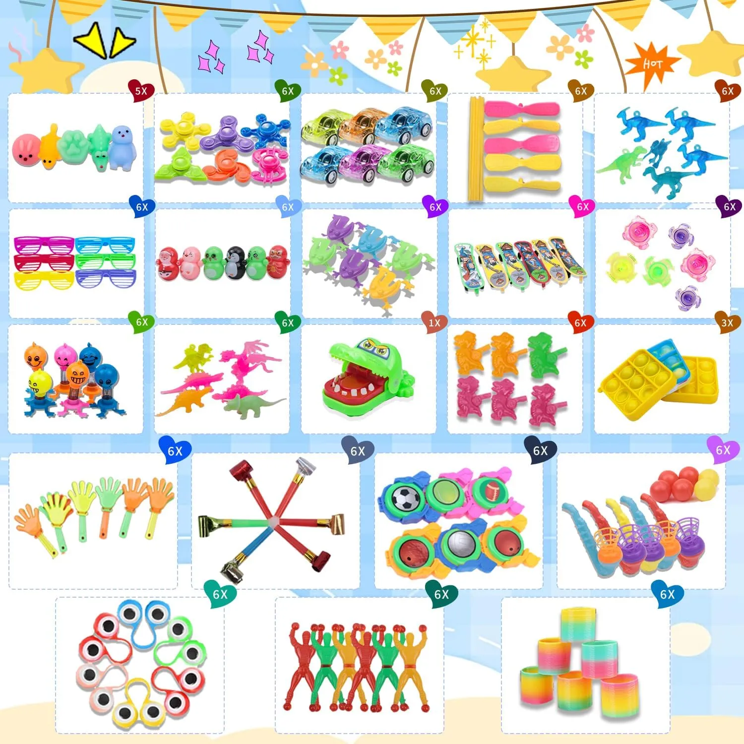 130 Pcs Party Favors for Kids Goodie Bags Fillers, Prize Box Toys Classroom Treasure Chest for Kids Prizes Little Bulk Toys for Pinata Stuffers, Birthday Gift Fillers for Kids