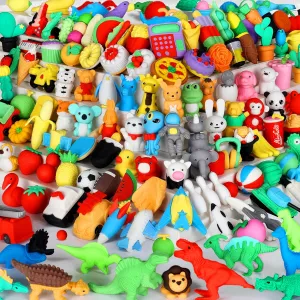 131Pcs Animal Erasers Desk Pets for Kids Animal Pencil Erasers Bulk Puzzle Eraser Toys Gifts for Classroom Prizes,Game Reward,Treasure Box,Easter Egg Fillers,Goodie Bag Stuffer,Party Favors