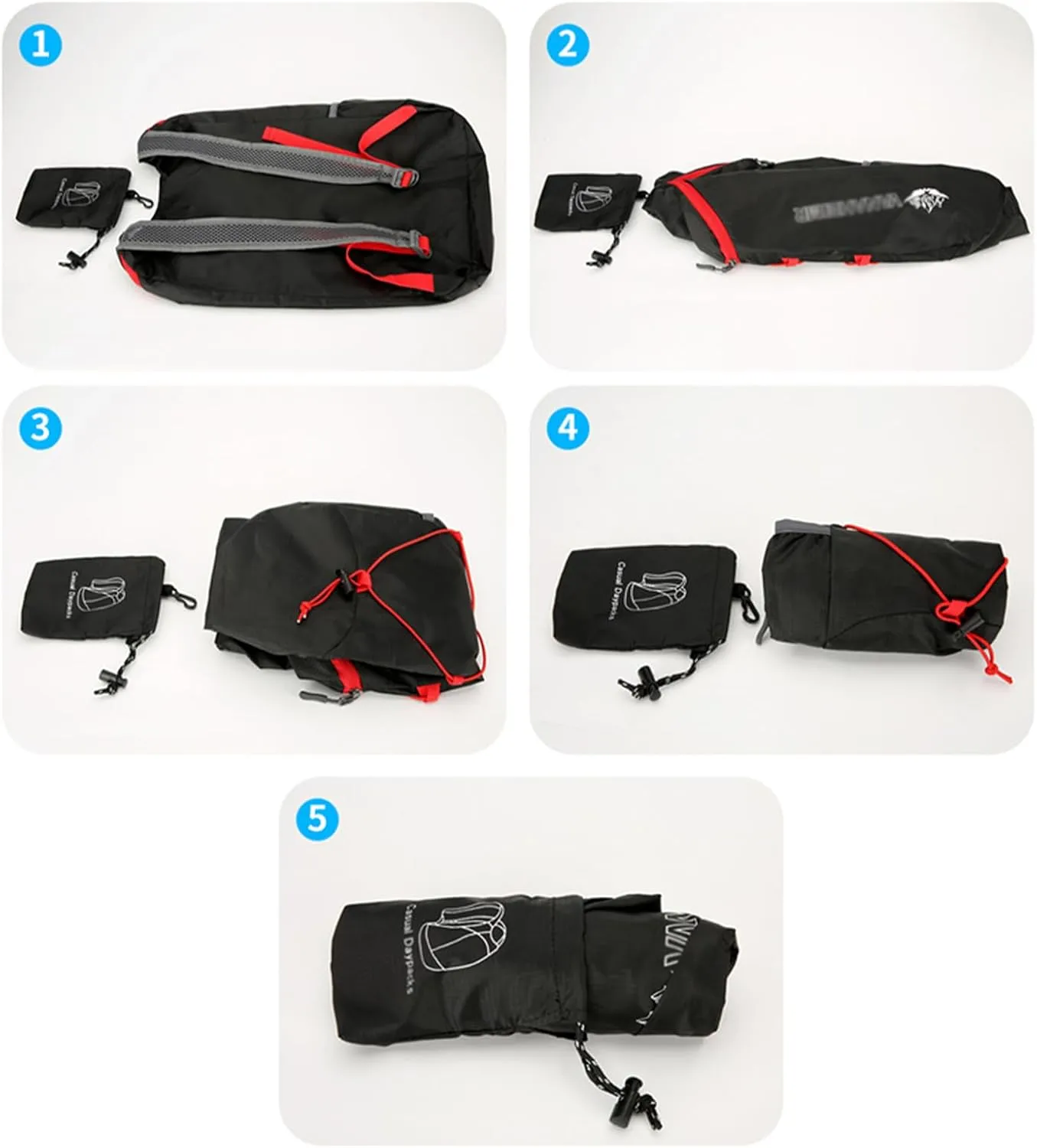 15L Lightweight Packable Backpack for Travel Camping, Outdoor Foldable Hiking Backpacks Water Resistant Daypack for Men Women (Black)