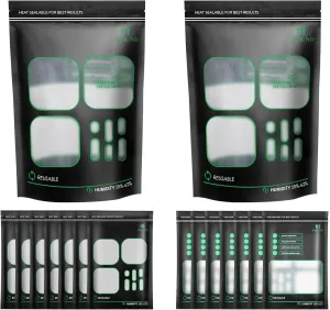 16 PCS 1POUNDStorage bags with 58%-62% 2-Way Humidity Control,Lock & Seal Storage Heat Sealable Fresh Bags,Resealable Heat Sealable upright (16)