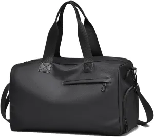 18L Gym Bag with Shoe Compartment for Men Women, Small Travel Personal Item Bag for Business, Sports Duffel Bags with Wet Pocket for Fitness, Carry On Bags for Airplanes, Black