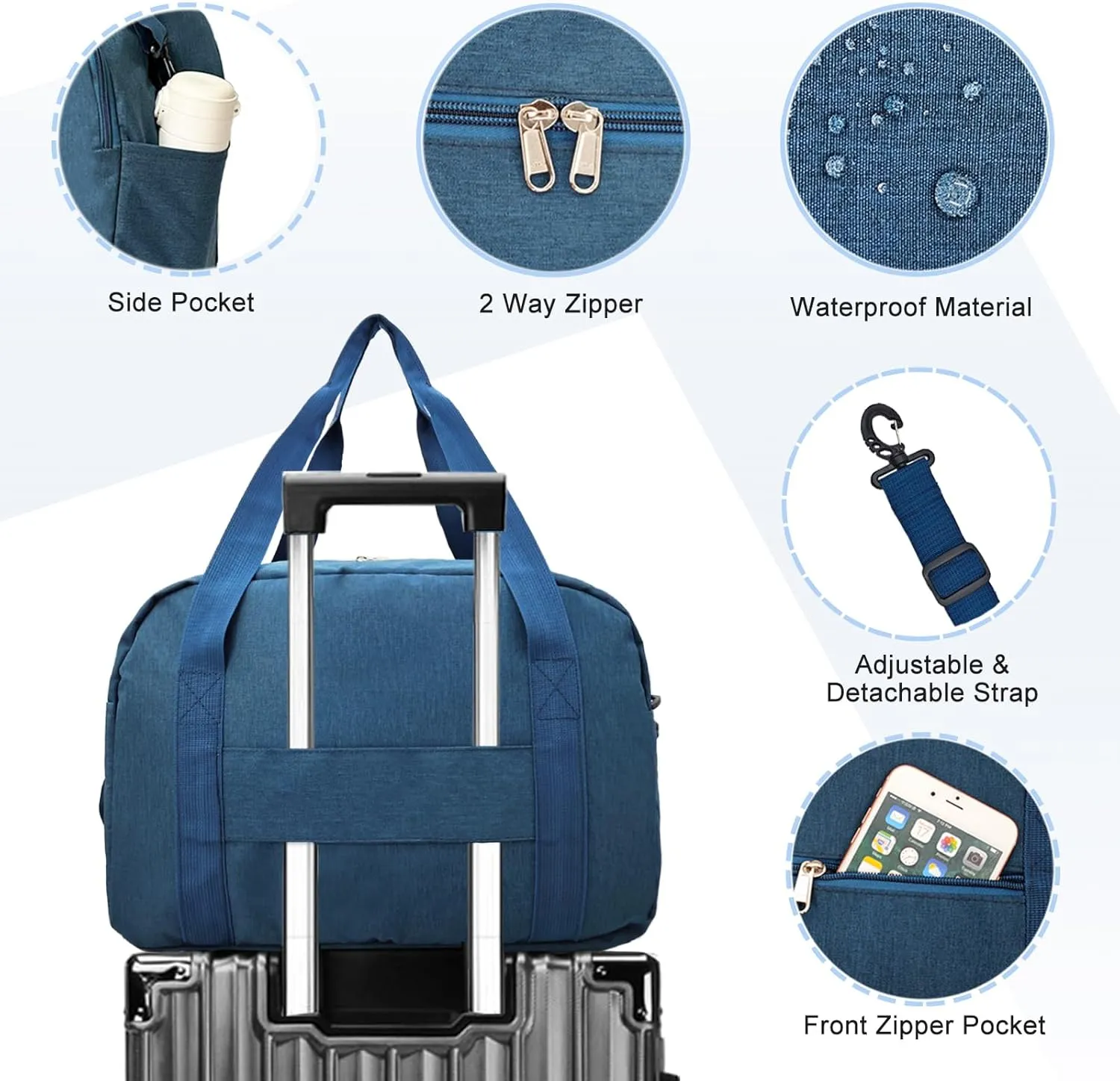 18" Small Carry on Bags for Airplanes with Laptop & Wet Compartment Underseat for Spirit Airlines Personal Item Travel Bag 18x14x8 in Duffle Gym Bag for Women Men