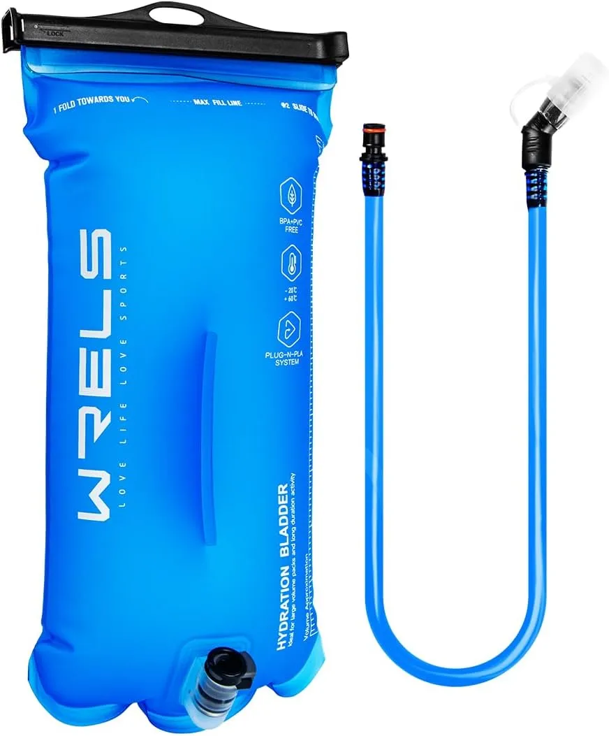 1L/1.5L/2L/3L BPA Free Hydration Bladder,Leakproof TPU Water Bladder for Hiking Backpack,Large Opening Water Reservoir Hydration Pack for Running Cycling Camping