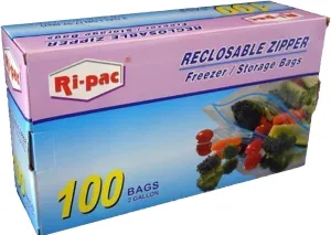 2 Gallon Size Zipper Bag, Freezer & Storage Bag 13x16 IN, 100 Bags,