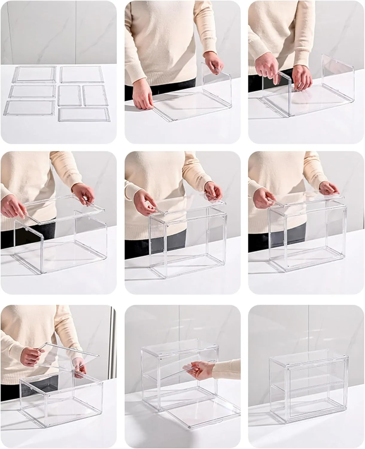 2 Pack Acrylic Display Case, 2/3 Layer Adjustable Figure Display Case, Wall-Mounted Dustproof Showcase for Collectibles Action Figure (2, 3 Tiers)