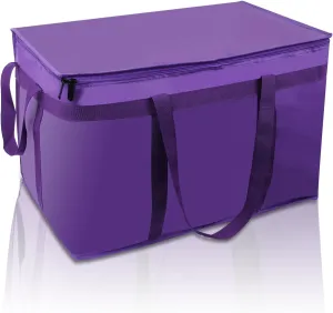 2 Pack Insulated Food Delivery Bag Purple Pizza Delivery Bags for Hot & Cold Food, Large Capacity Reusable Warming Bag Catering Cooler Bag for Party