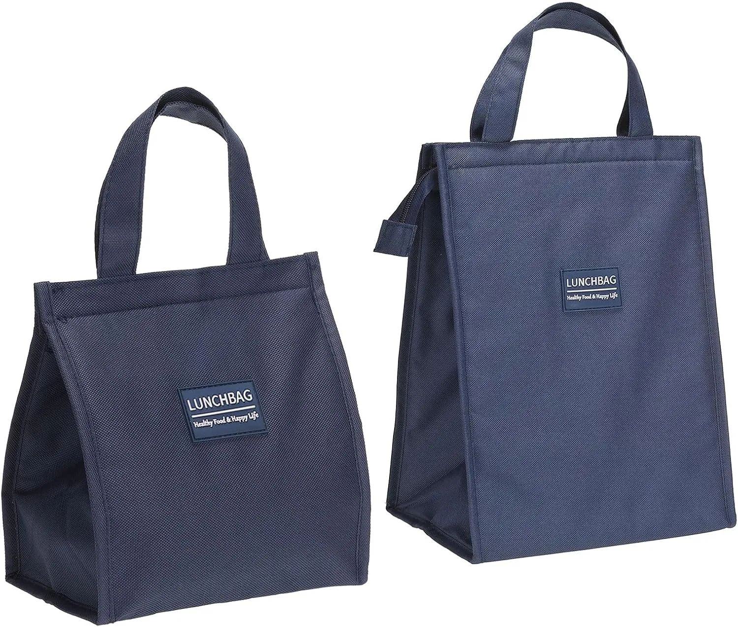 2 Pack Insulated Lunch Bags - Portable Thermal Storage Bags, Apply to Outdoor/Picnics/Office Workers (2 Sizes, Dark Blue)
