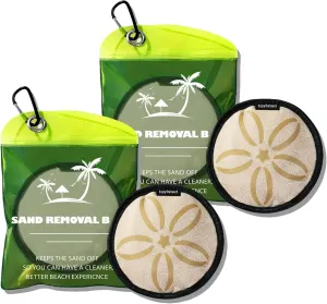 2-Pack Natural Corn Essence Sand Remover Bags - Double Value Beach & Pool Essentials | Talc-Free, Hypoallergenic for Kids & Pets | Portable Twin Pack with Waterproof Travel Bag