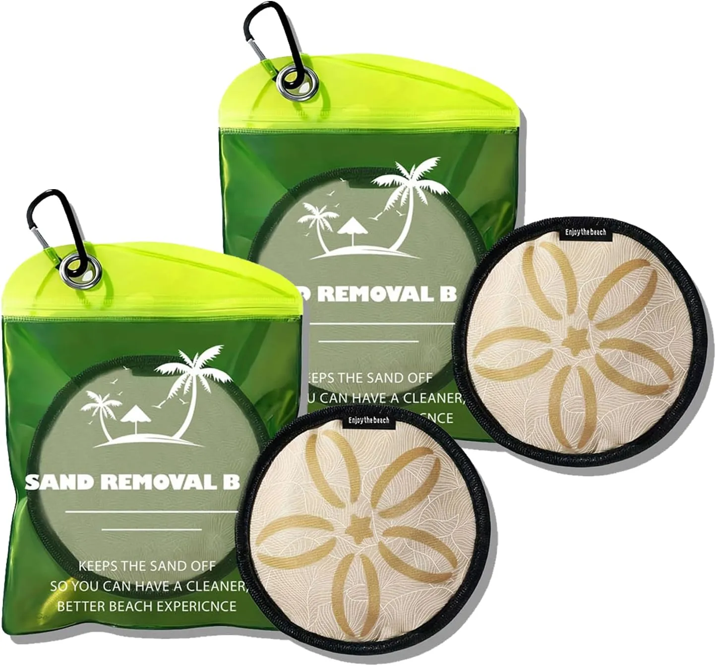 2-Pack Natural Corn Essence Sand Remover Bags - Double Value Beach & Pool Essentials | Talc-Free, Hypoallergenic for Kids & Pets | Portable Twin Pack with Waterproof Travel Bag