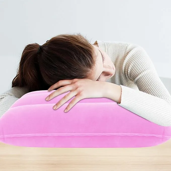 2 Pack Ultralight Inflatable Camping Pillows for Sleeping & Travel, Camp Pillow Backpacking for Sleeping, Inflatable Beach Ergonomic Pillows for Camping Hiking Home Sleeping (Pink Gray)