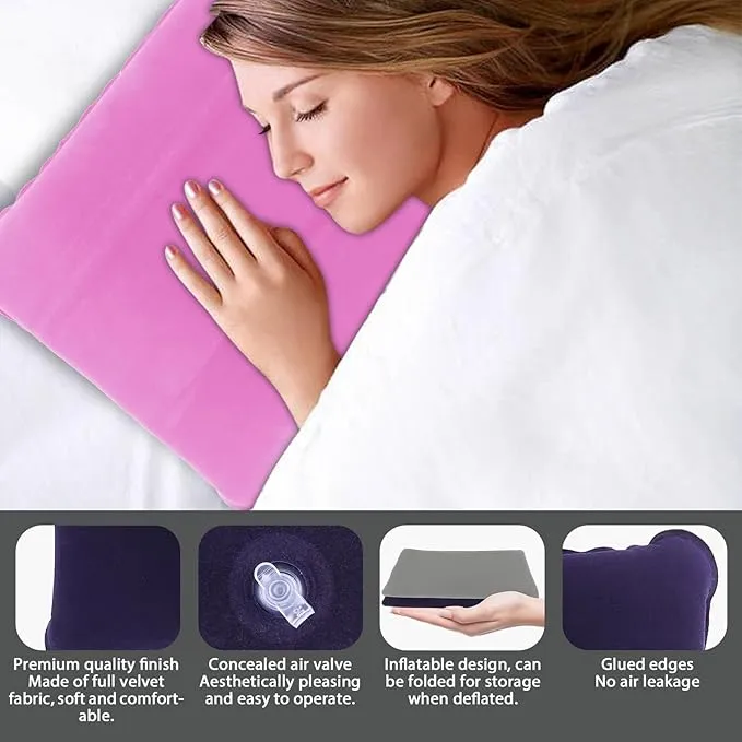2 Pack Ultralight Inflatable Camping Pillows for Sleeping & Travel, Camp Pillow Backpacking for Sleeping, Inflatable Beach Ergonomic Pillows for Camping Hiking Home Sleeping (Pink Gray)