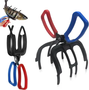 2 Packs 2/3 Claw Fish Gripper, 2025 Upgraded Metal Fishing Pliers Gripper Catch Fish Control Clamp, 3 Teeth Forceps Fish Grabber Holder Tackle Accessories for Most Freshwater Fish and Crab