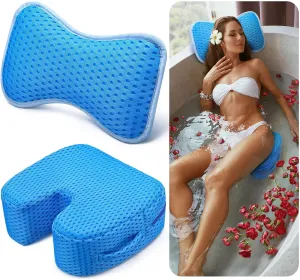2 Pcs Hot Tub Booster Seat for Adults and Bath Pillow Weighted Spa Booster Seat Cushion Spa Headrest Pillow 4d Air Mesh Inflatable Hot Tub Accessories for Indoor or Outdoor Quick Dry