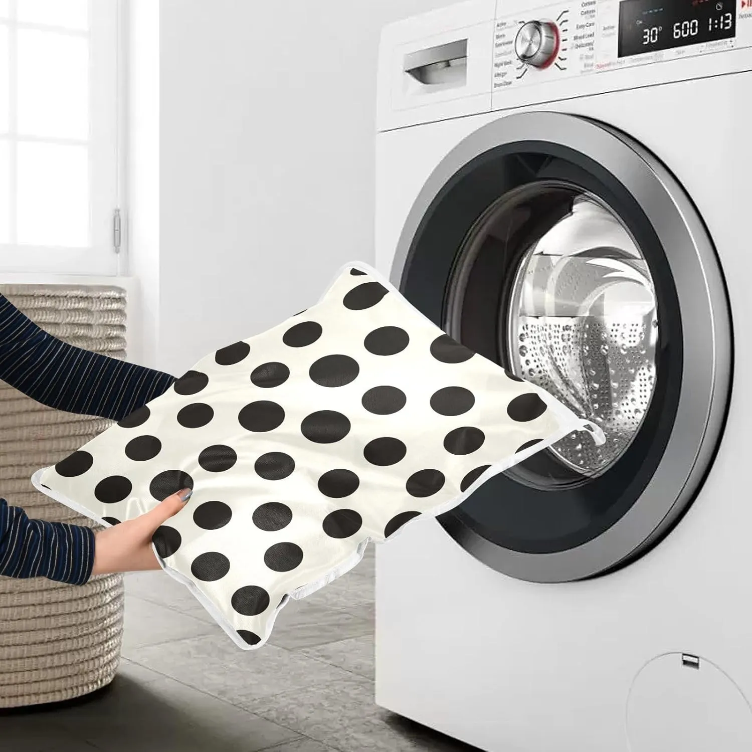 2 Pcs Mesh Laundry Bags Delicates Laundry Bag with Zipper Dirty Clothes Travel Bag,for Laundry Washing Machine Bra Hosiery Underwear Black Dots