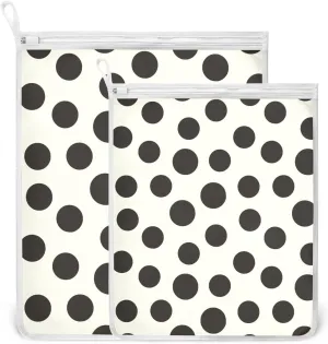 2 Pcs Mesh Laundry Bags Delicates Laundry Bag with Zipper Dirty Clothes Travel Bag,for Laundry Washing Machine Bra Hosiery Underwear Black Dots