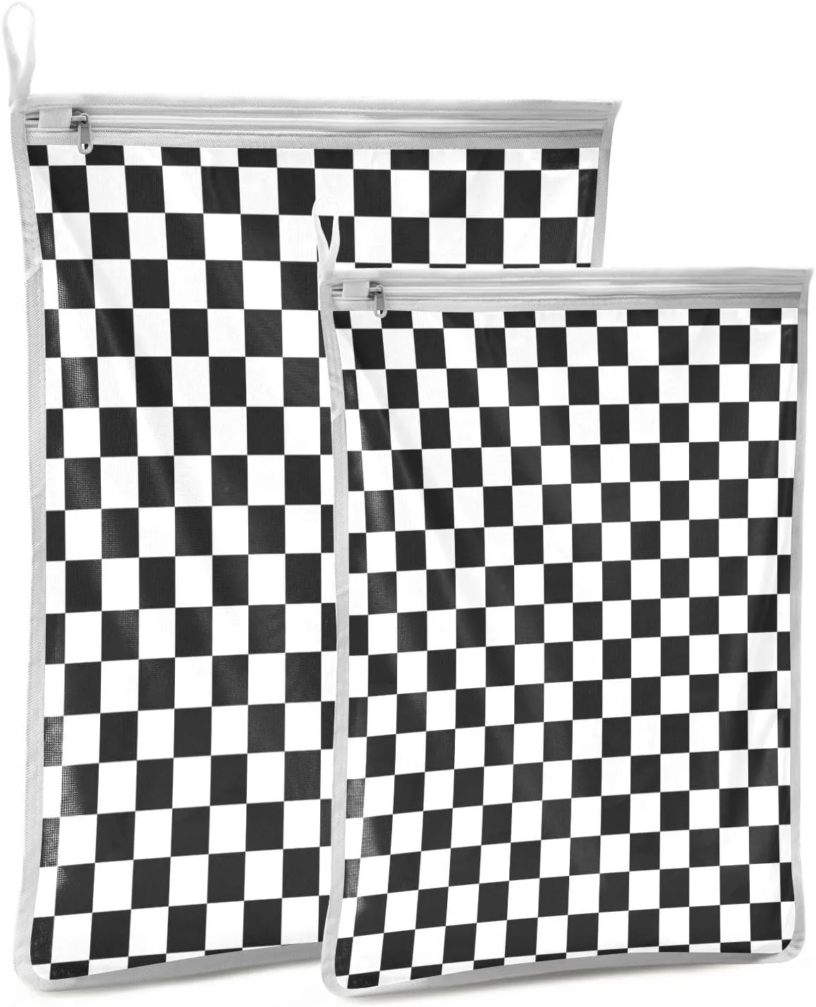 2 Pcs Mesh Laundry Bags Delicates Laundry Bag with Zipper Dirty Clothes Travel Bag,for Laundry Washing Machine Bra Hosiery Underwear Black White Plaid Pattern