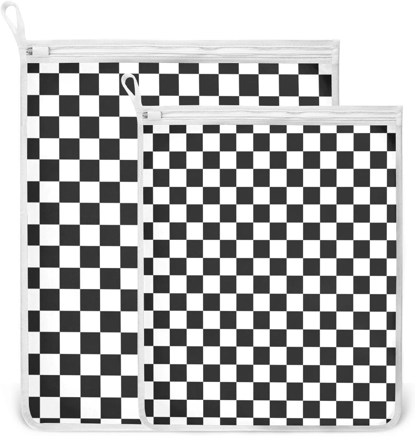 2 Pcs Mesh Laundry Bags Delicates Laundry Bag with Zipper Dirty Clothes Travel Bag,for Laundry Washing Machine Bra Hosiery Underwear Black White Plaid Pattern