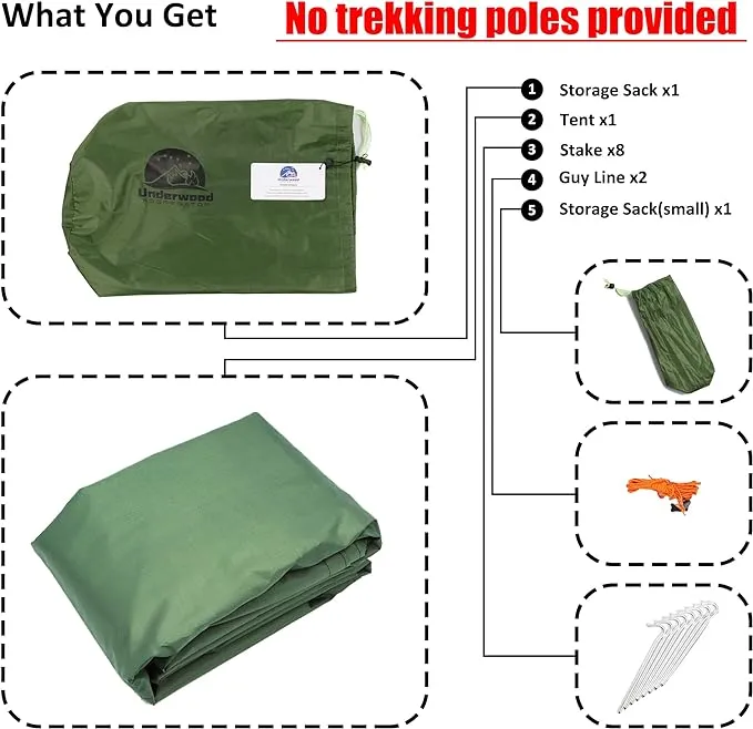 2-Person Trekking Pole Tent for Backpacking - Ultralight A-Frame Backpacking Tent, Two Person Waterproof Hiking Tent for Camping, Lightweight Camping Tent for Scouts, Trekker by Underwood Aggregator