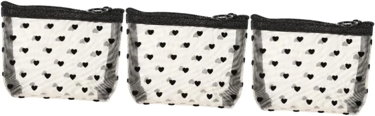 2 Sets Mesh Cosmetic Bag Toiletry Bag for Travel Clear Organizer Bags Mesh Pencil Bag Travel, Beigex3pcs, 12X8.5X3CMx3pcs