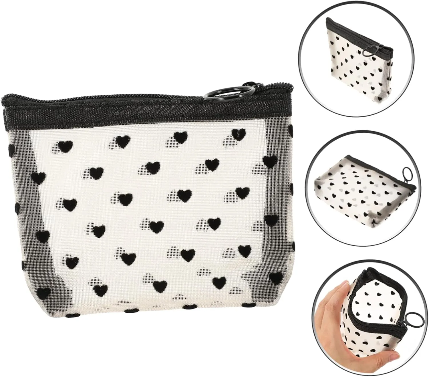 2 Sets Mesh Cosmetic Bag Toiletry Bag for Travel Clear Organizer Bags Mesh Pencil Bag Travel, Beigex3pcs, 12X8.5X3CMx3pcs