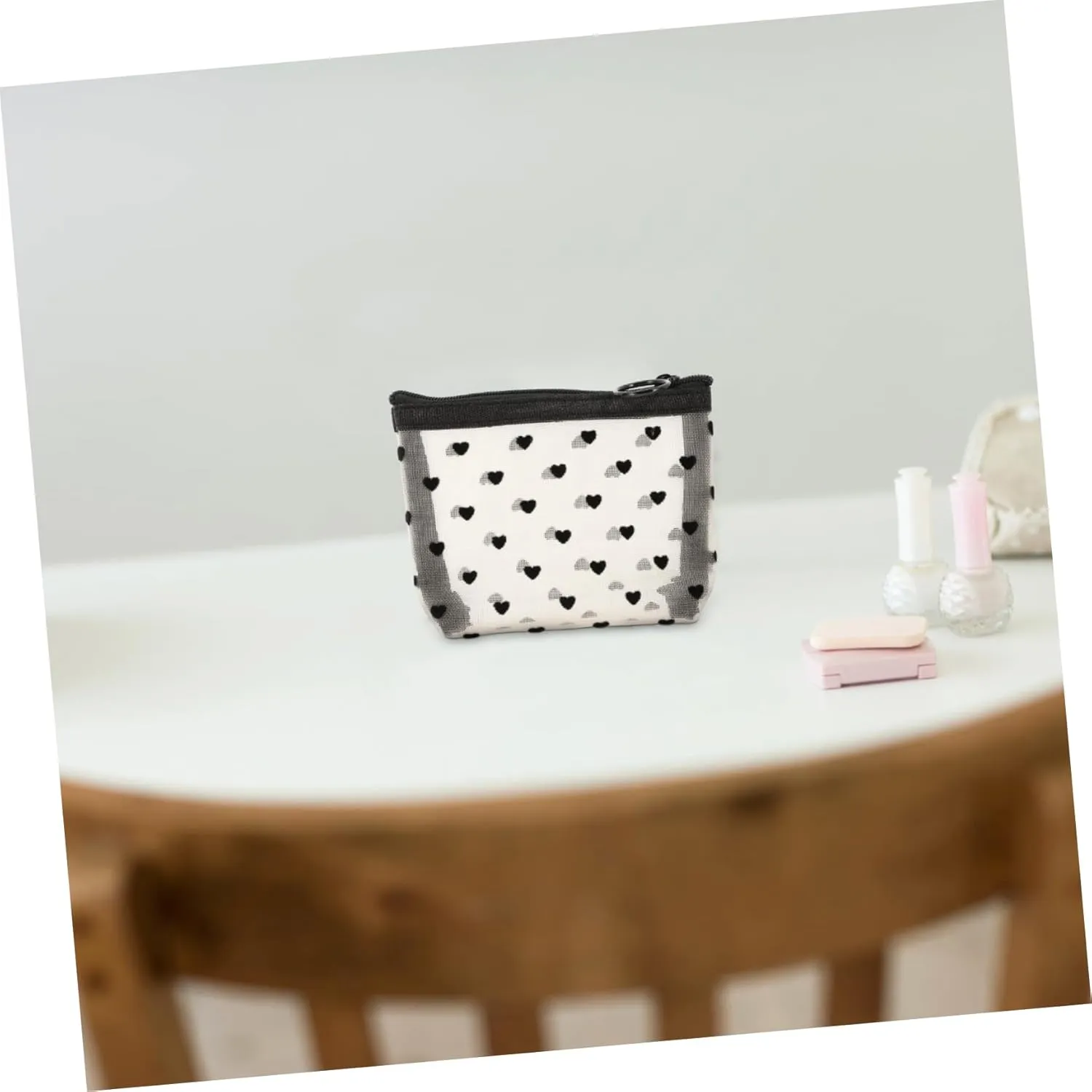 2 Sets Mesh Cosmetic Bag Toiletry Bag for Travel Clear Organizer Bags Mesh Pencil Bag Travel, Beigex3pcs, 12X8.5X3CMx3pcs