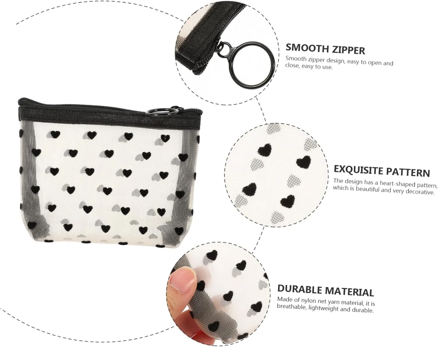 2 Sets Mesh Cosmetic Bag Toiletry Bag for Travel Clear Organizer Bags Mesh Pencil Bag Travel, Beigex3pcs, 12X8.5X3CMx3pcs