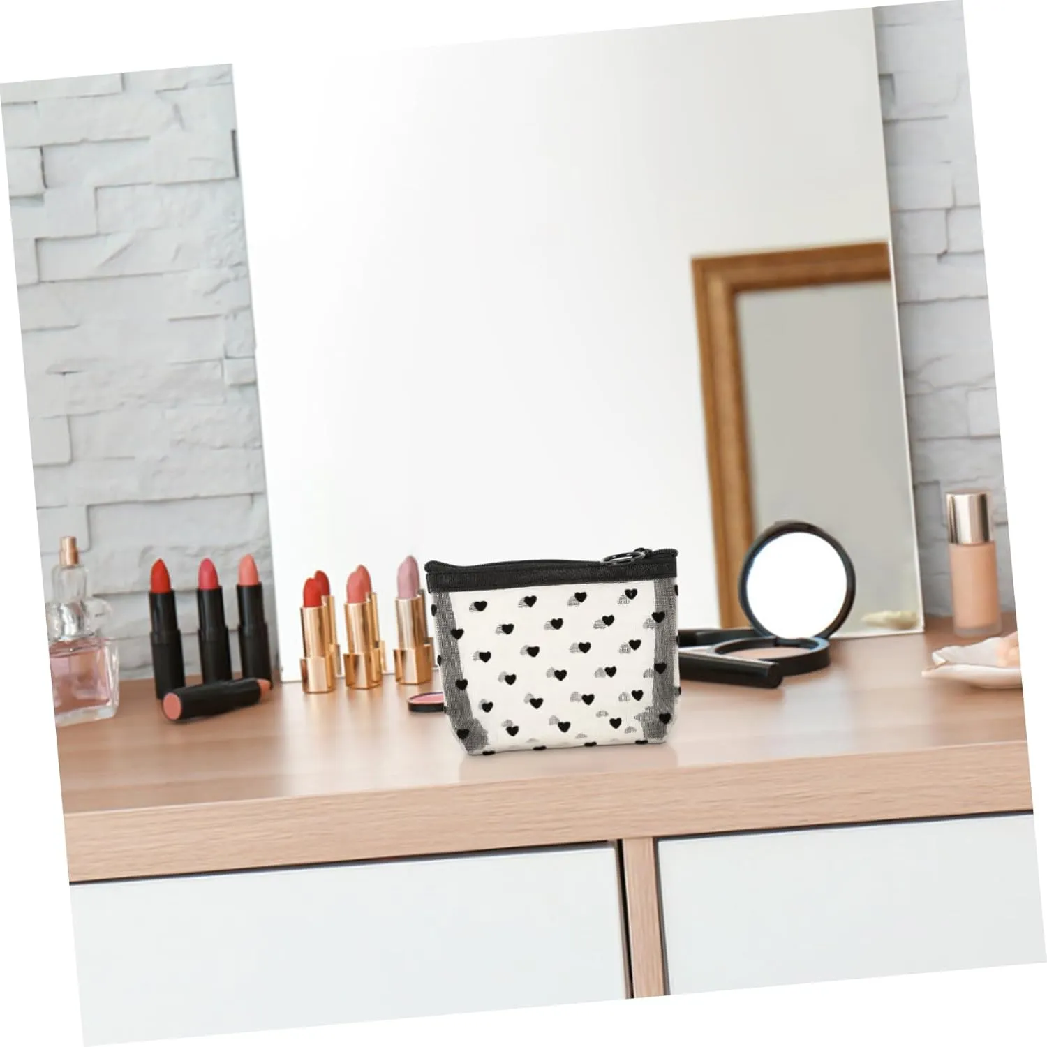 2 Sets Mesh Cosmetic Bag Toiletry Bag for Travel Clear Organizer Bags Mesh Pencil Bag Travel, Beigex3pcs, 12X8.5X3CMx3pcs