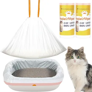 20 Count 41" x 19" Extra Large Litter Box Liners, Disposable Durable and Heavy Duty Drawstring Cat Litter Pan Liner Bags Suit for Pet Cat Litter Tray (Unscented)