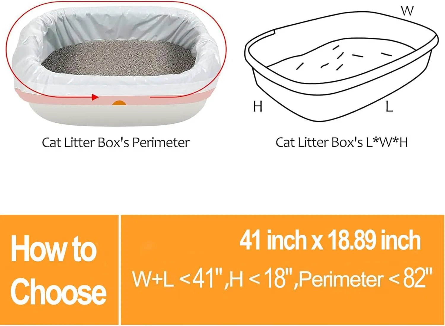 20 Count 41" x 19" Extra Large Litter Box Liners, Disposable Durable and Heavy Duty Drawstring Cat Litter Pan Liner Bags Suit for Pet Cat Litter Tray (Unscented)