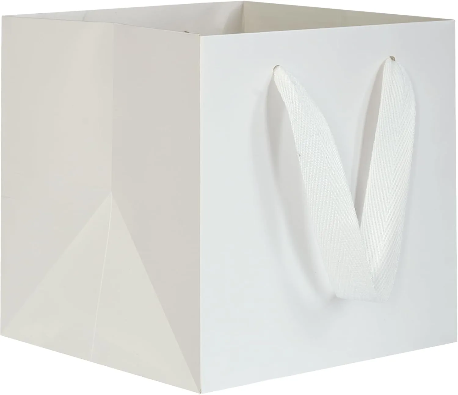 20 CT White Paper Bags Square Gift Bags with Handles 6x6 inch Small Square Bottom Kraft Paper Gift Bags White Party Favor Bags for Wedding Birthday Christmas Shopping Business (6x6x6 in, White)